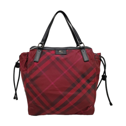 BURBERRY Buckleigh Burgundy Nylon Printed Handbag Single Shoulder Bag Black hardware-(SKU)-959494480