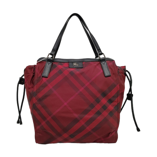 BURBERRY Buckleigh Burgundy Nylon Printed Handbag Single Shoulder Bag Black hardware-(SKU)-959494480