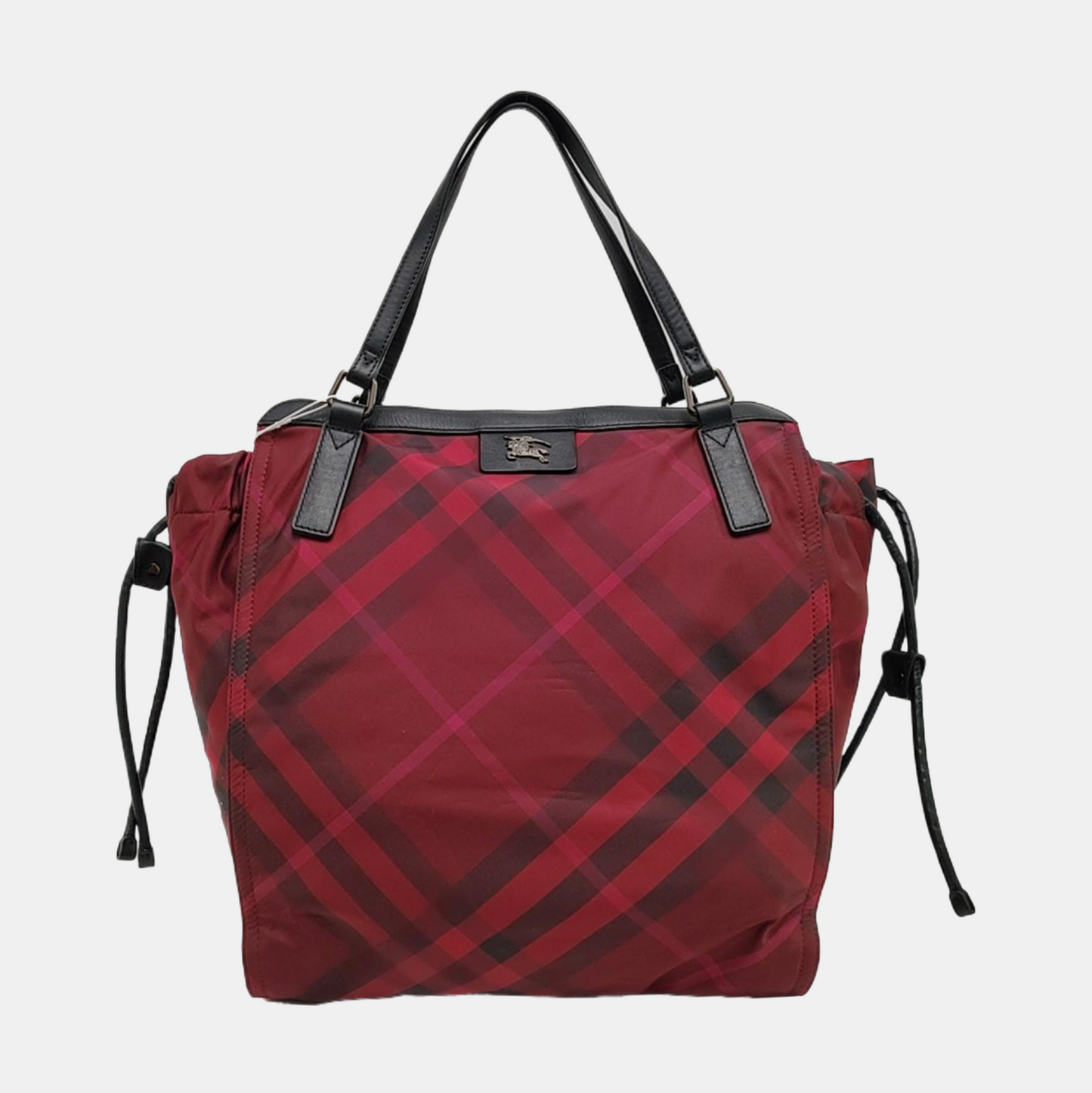 BURBERRY Buckleigh Burgundy Nylon Printed Handbag Single Shoulder Bag Black hardware-(SKU)-959494480