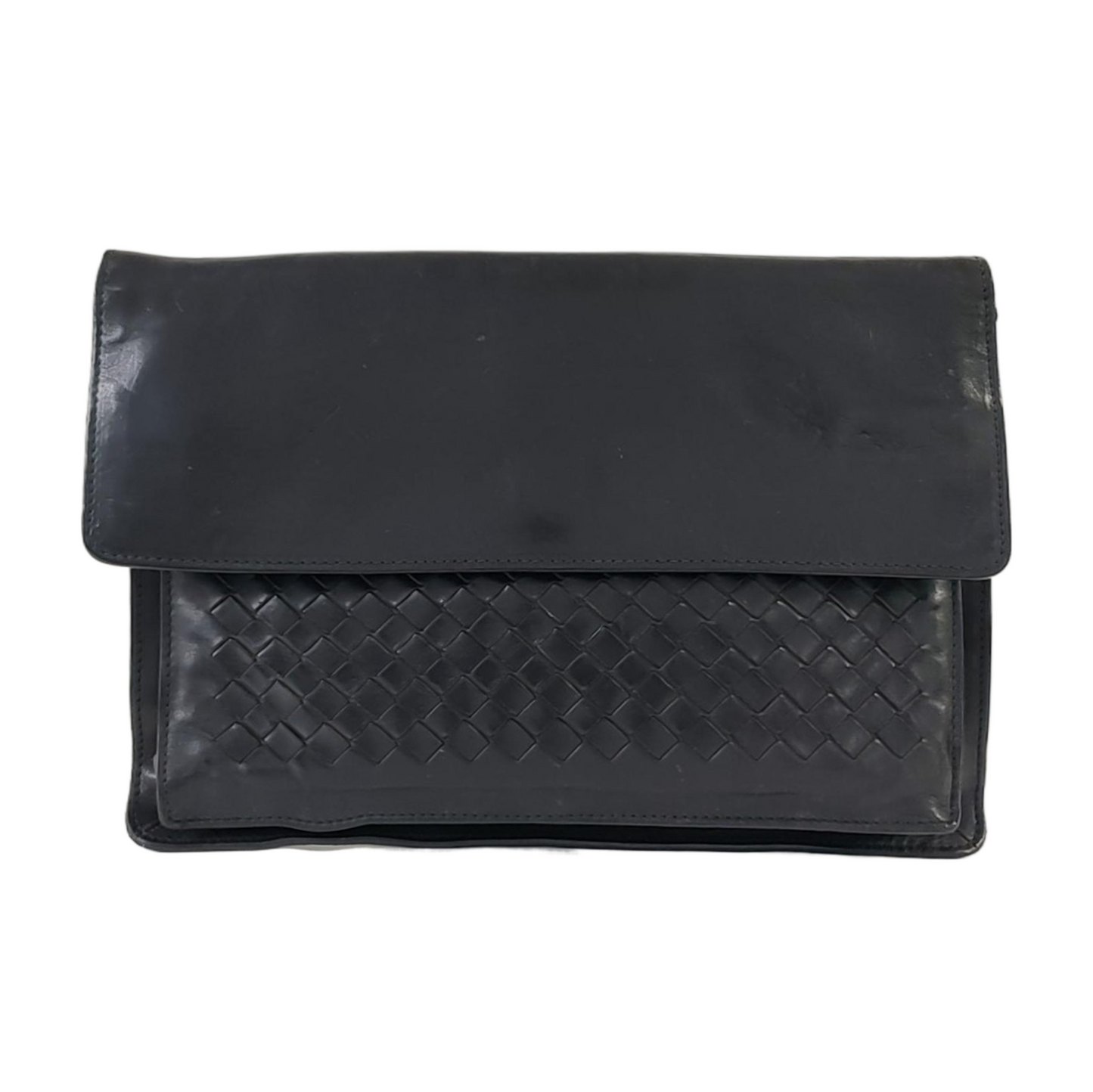 BOTTEGA VENETA Tote bag Black Calf Leather Woven Clutch-(SKU)-959302630