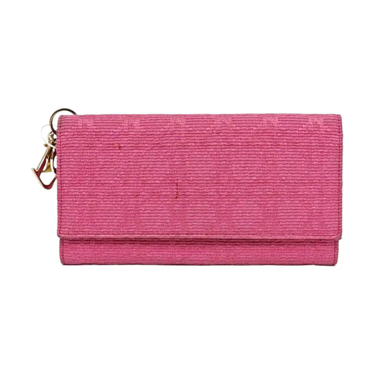 DIOR Fuchsia Fabric Wallet Golden hardware-(SKU)-959328044