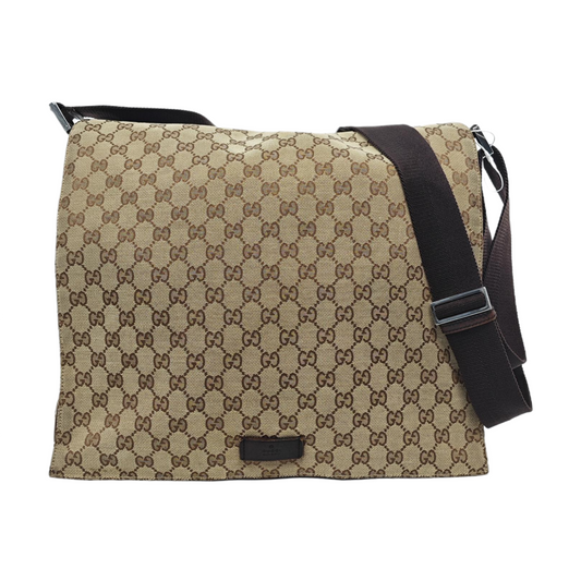 GUCCI Khaki Canvas Monogram Jacquard Crossbody Shoulder Bag Silver Hardware-(SKU)-959372899