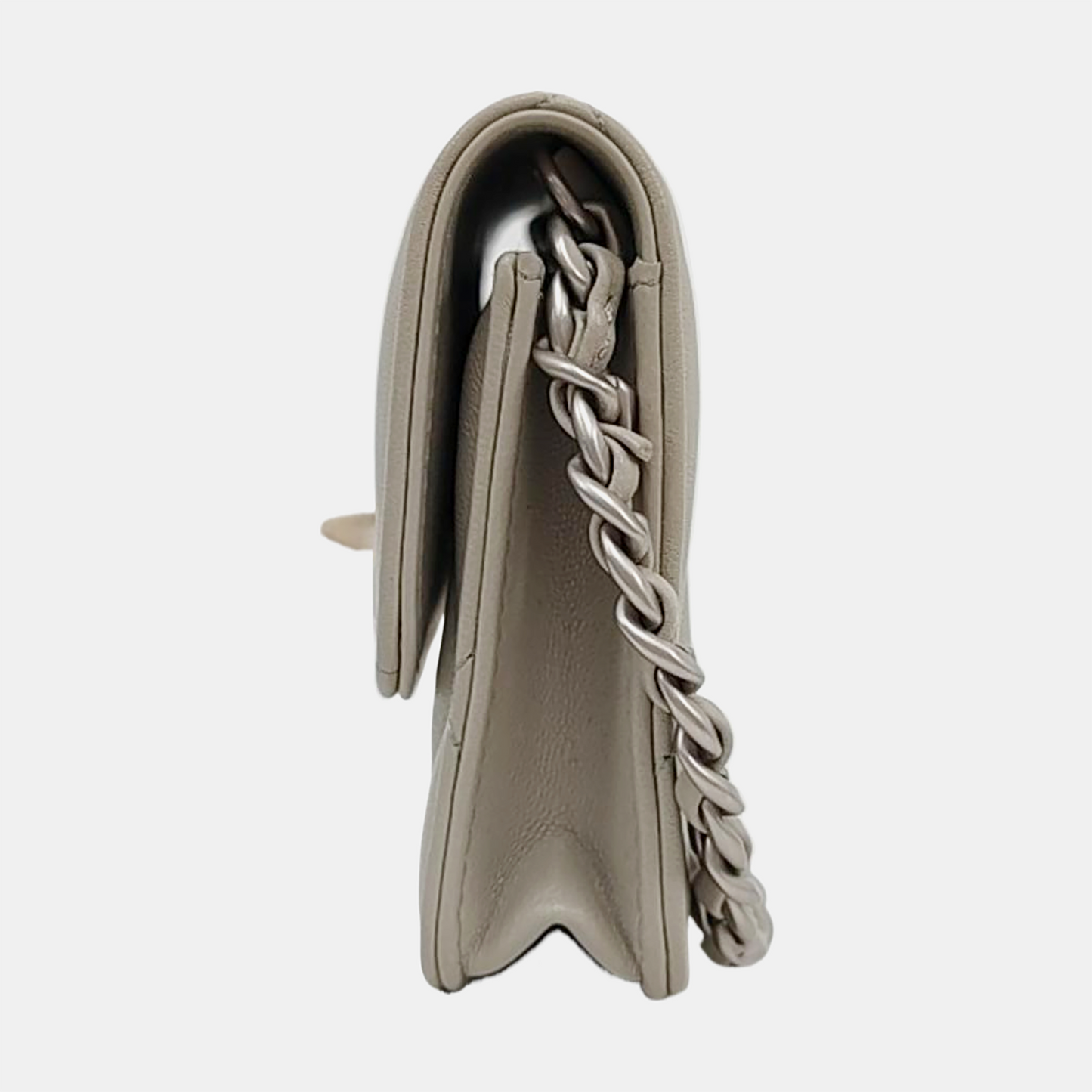 CHANEL CHANEL 19 Small Size Light Gray Lamb Calfskin Quilted Chevron Crossbody Shoulder Bag Gold Silver Rhodium Plated Hardware 31 Clasp Complete Accessories-(SKU)-959482511