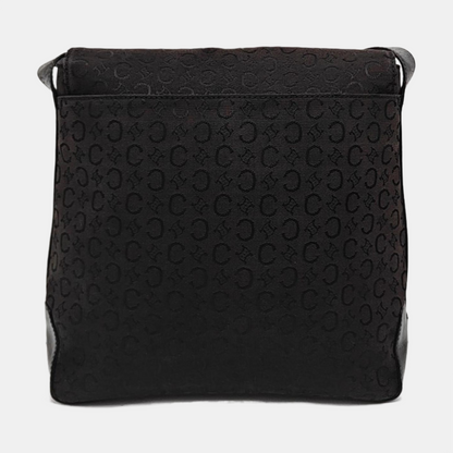 CELINE Black Fabric Quilted Crossbody Bag Silver Hardware-(SKU)-959495056