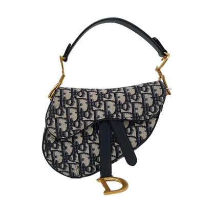 DIOR Saddle Mini Blue Canvas Monogram Saddle Bag Crossbody Bag Single Shoulder Bag Gold Hardware Removable Strap-(SKU)-959394483