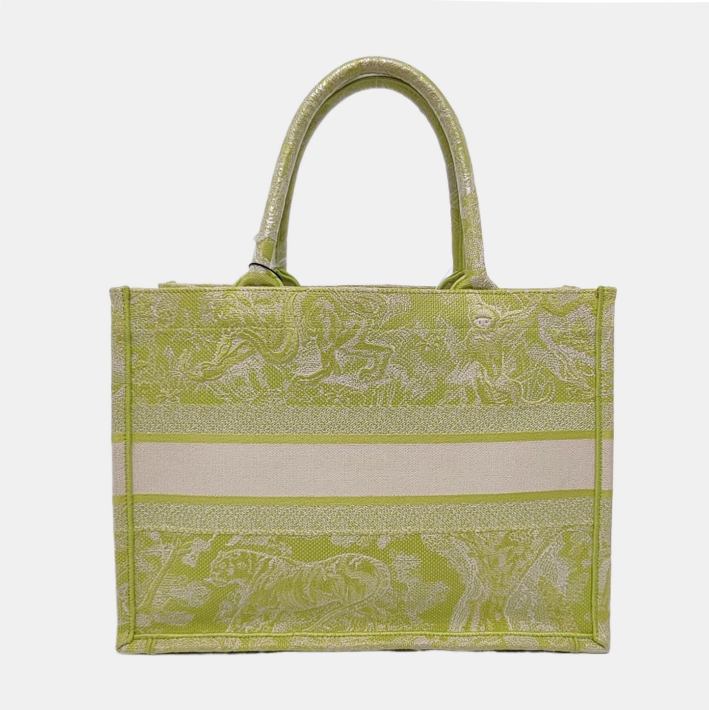 DIOR Book Tote Medium Yellow Fabric Embroidered Handbag-(SKU)-959513521