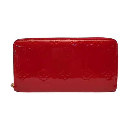 LOUIS VUITTON Red patent leather embossed wallet Golden hardware-(SKU)-959605154