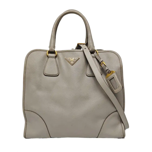 PRADA Gray cowhide single shoulder bag crossbody handbag Golden hardware Removable shoulder strap-(SKU)-959549746