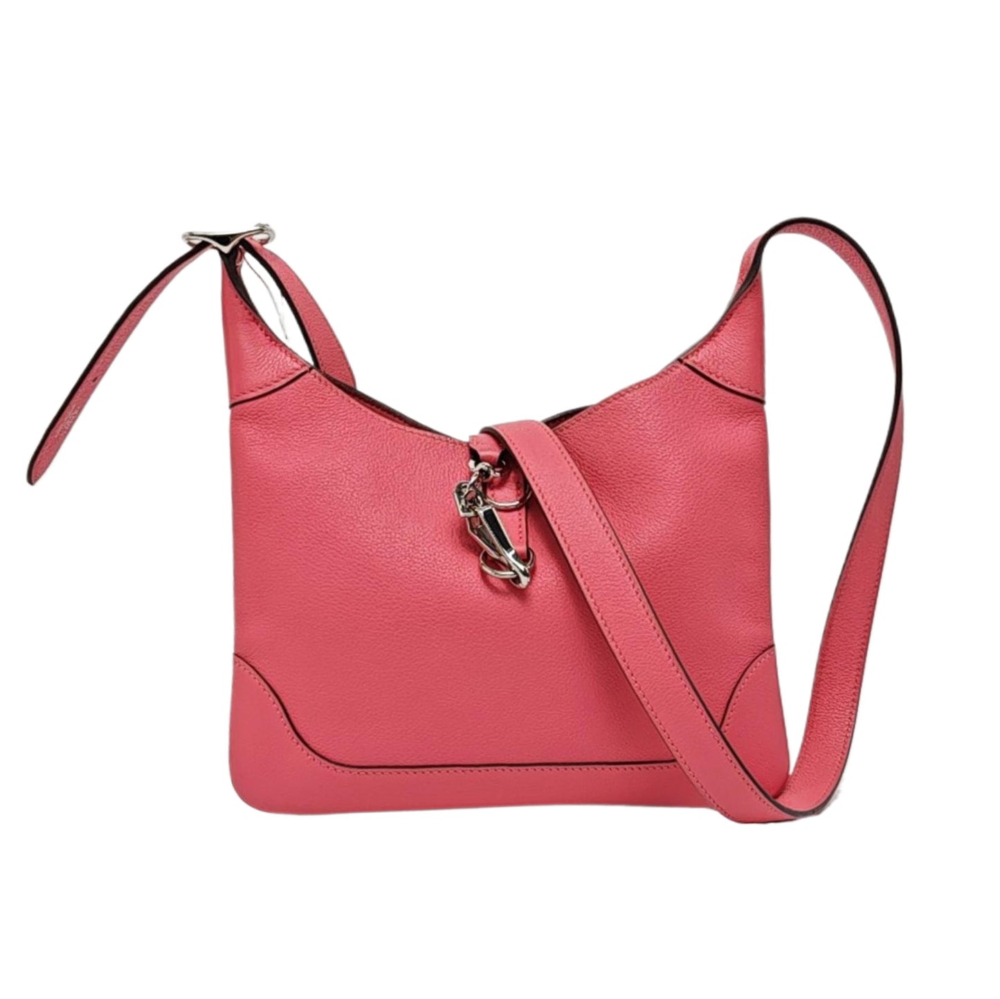 HERMÈS Trim 24 Lipstick Pink Evercolor Calfskin Crossbody Shoulder Bag with Silver Hardware, Y-(SKU)-959575297