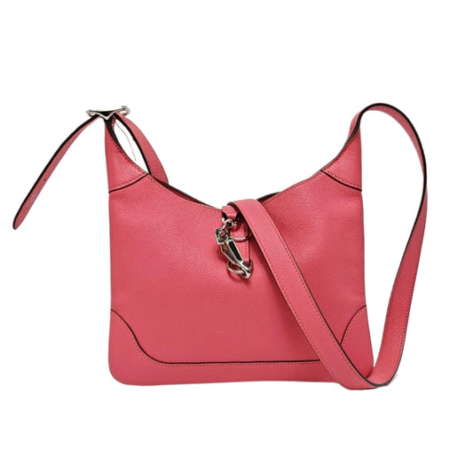 HERMÈS Trim 24 Lipstick Pink Evercolor Calfskin Crossbody Shoulder Bag with Silver Hardware, Y-(SKU)-959575297