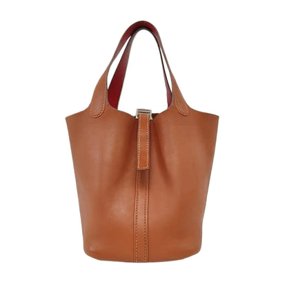 HERMÈS Picotin 18 Maple Brown Calfskin Handbag Silver Hardware 🄷 Engraving-(SKU)-959654891