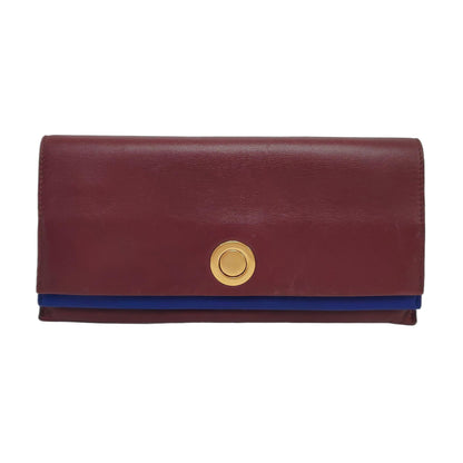 CELINE Burgundy Calfskin Leather Wallet Golden hardware-(SKU)-959515979