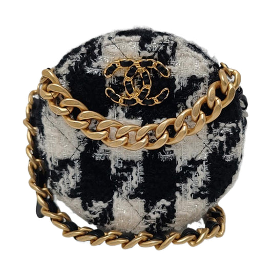 CHANEL CHANEL 19 Black Tweed Quilted Shoulder Bag with Shoulder Strap, Gold and Silver Palladium Hardware, 28 Flap, Pockets-(SKU)-959630363
