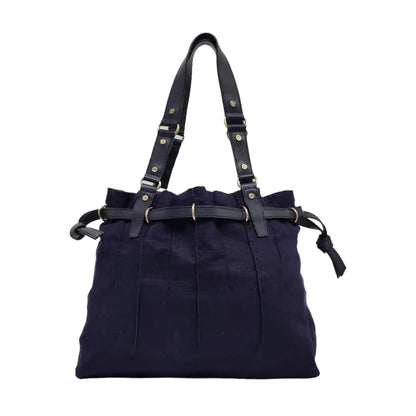 CELINE Tote bag Dark Blue Canvas Shoulder Bag Tote Golden hardware-(SKU)-959916970
