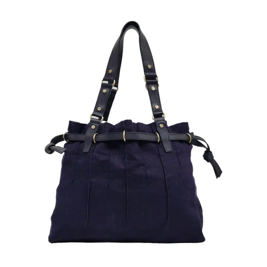 CELINE Tote bag Dark Blue Canvas Shoulder Bag Tote Golden hardware-(SKU)-959916970