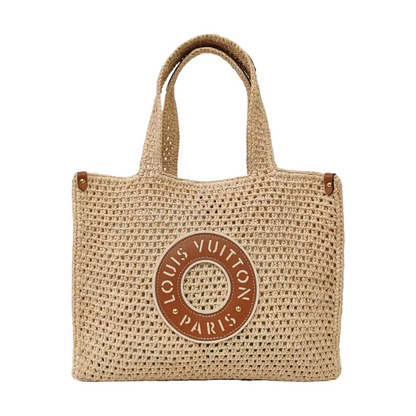 LOUIS VUITTON ONTHEGO Medium Brown Woven Jungle Bag Crossbody Shoulder Bag with Golden Hardware-(SKU)-959709161