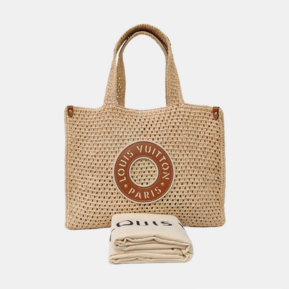LOUIS VUITTON ONTHEGO Medium Brown Woven Jungle Bag Crossbody Shoulder Bag with Golden Hardware-(SKU)-959709161