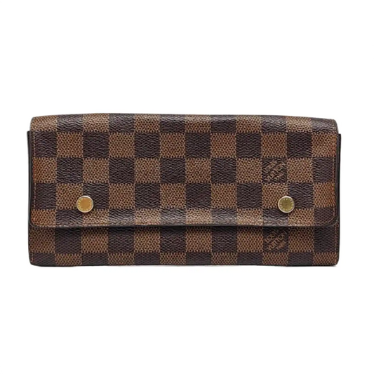 LOUIS VUITTON GRAPHITE LONG Brown Coated Canvas Checkered Wallet Golden hardware-(SKU)-959718998