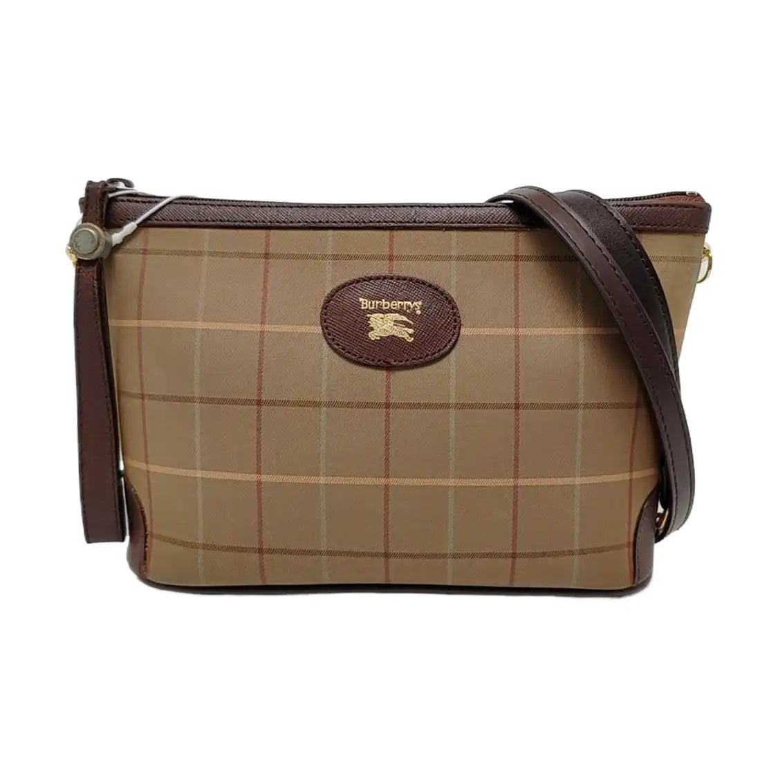 BURBERRY Light Green Canvas Clutch Brown Hardware-(SKU)-959766282
