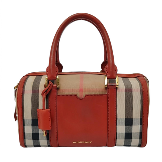 BURBERRY Alchester Red Canvas Handbag Golden hardware-(SKU)-959788155