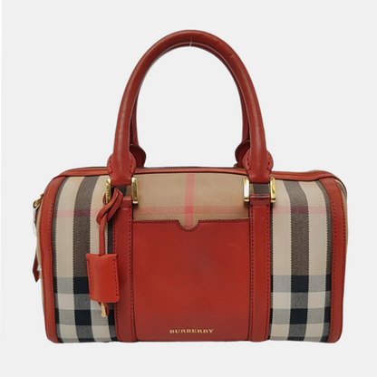 BURBERRY Alchester Red Canvas Handbag Golden hardware-(SKU)-959788155