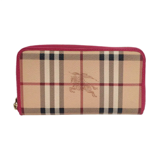 BURBERRY Khaki Coated Canvas Warhorse Plaid Wallet Golden hardware-(SKU)-959925187
