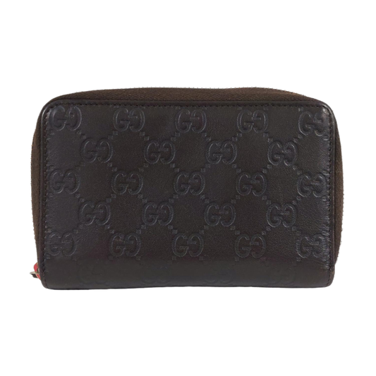 GUCCI Dark Brown Cowhide Monogrammed Texture Wallet Golden hardware-(SKU)-959715044