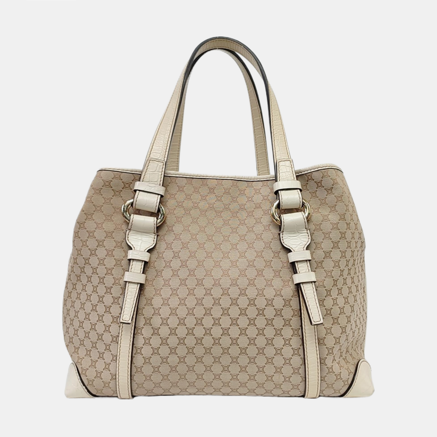 CELINE Brown Canvas Triumph Monogram Single Shoulder Bag Tote Bag Golden hardware-(SKU)-959689180