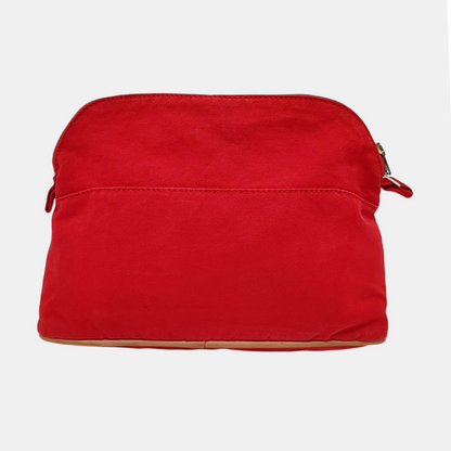 HERMÈS Bolide Medium size Flag Red Canvas Embroidered Handbag Golden hardware-(SKU)-959737695