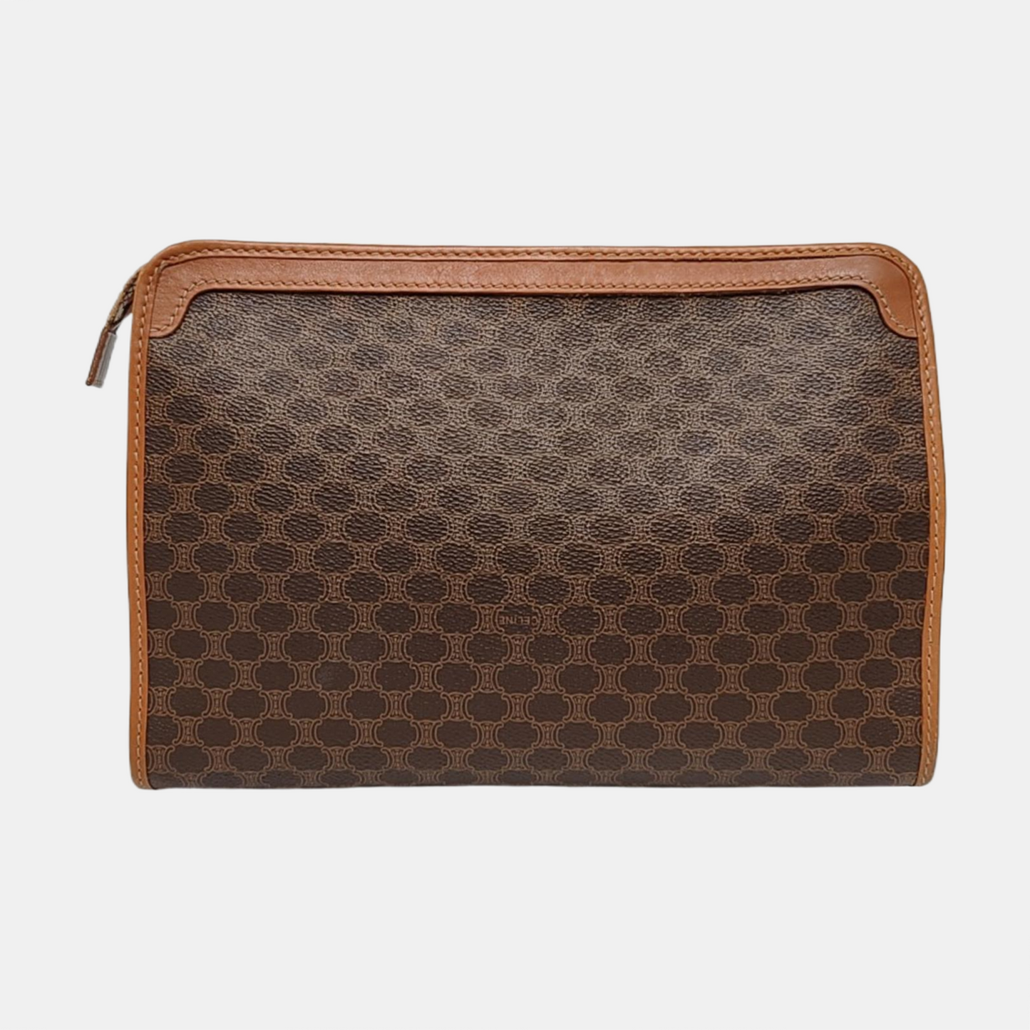 CELINE MACADAM CLUTCHES Brown Coated Canvas Triumph Single Shoulder Bag Handbag Golden hardware-(SKU)-959775760