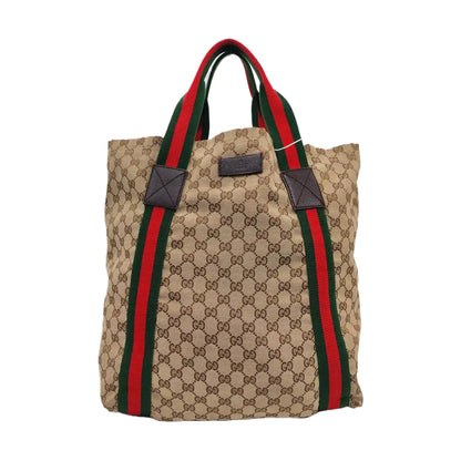 GUCCI Diaper  Brown Canvas Monogrammed Striped Webbing Handbag Shoulder Bag-(SKU)-960138854