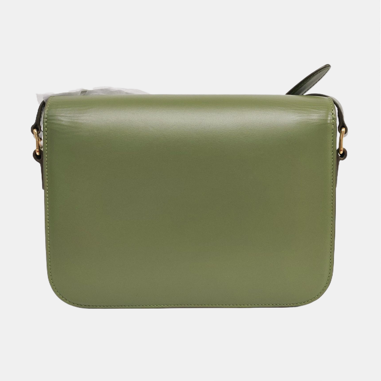 CELINE TRIOMPHE Medium Green Calfskin Shoulder Bag with Gold Hardware-(SKU)-959931687