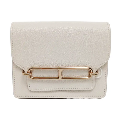 HERMÈS Roulis Cream Chèvre Mysore Leather Pochette Light Gold Hardware B Stamp Pockets Complete Accessories-(SKU)-959806501