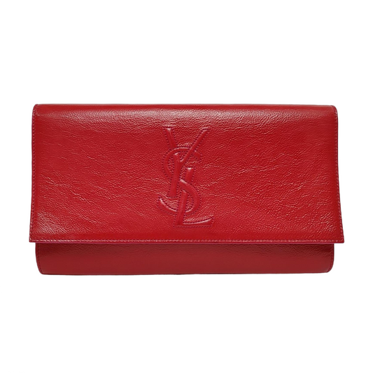 YSL BELLE JOUR Fuchsia Cowhide Pleated Handbag-(SKU)-959897973
