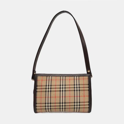 BURBERRY Khaki Canvas Battle Horse Checkered Clutch Single Shoulder Bag Crossbody-(SKU)-959987816