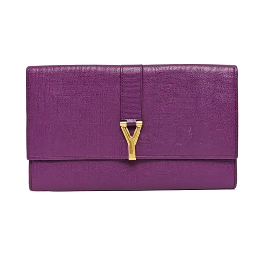 YSL CHYC Y LIGNE Purple Cowhide Embossed Clutch Golden hardware-(SKU)-959946946