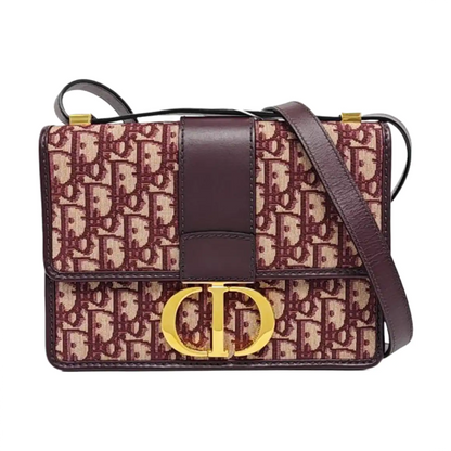 DIOR 30 Montaigne Red Canvas Monogram Montaigne Bag Single Shoulder Bag Gold Hardware Removable Strap-(SKU)-959967300
