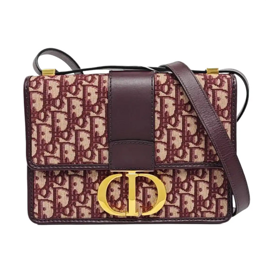 DIOR 30 Montaigne Red Canvas Monogram Montaigne Bag Single Shoulder Bag Gold Hardware Removable Strap-(SKU)-959967300