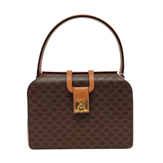 CELINE Brown Coated Canvas Triumph Tote Bag Golden hardware-(SKU)-959942823