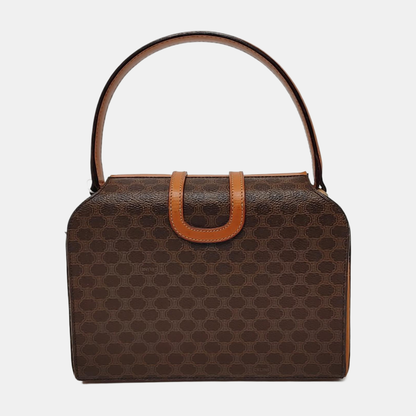 CELINE Brown Coated Canvas Triumph Tote Bag Golden hardware-(SKU)-959942823