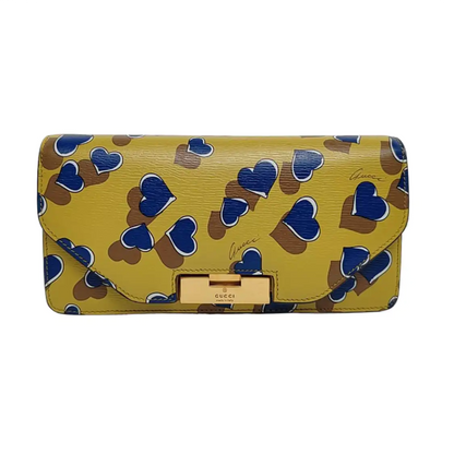 GUCCI Yellow Leather Printed Wallet Golden hardware-(SKU)-959900528