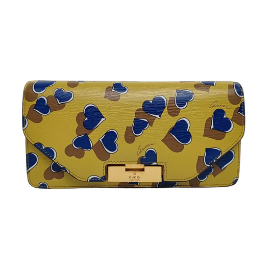 GUCCI Yellow Leather Printed Wallet Golden hardware-(SKU)-959900528
