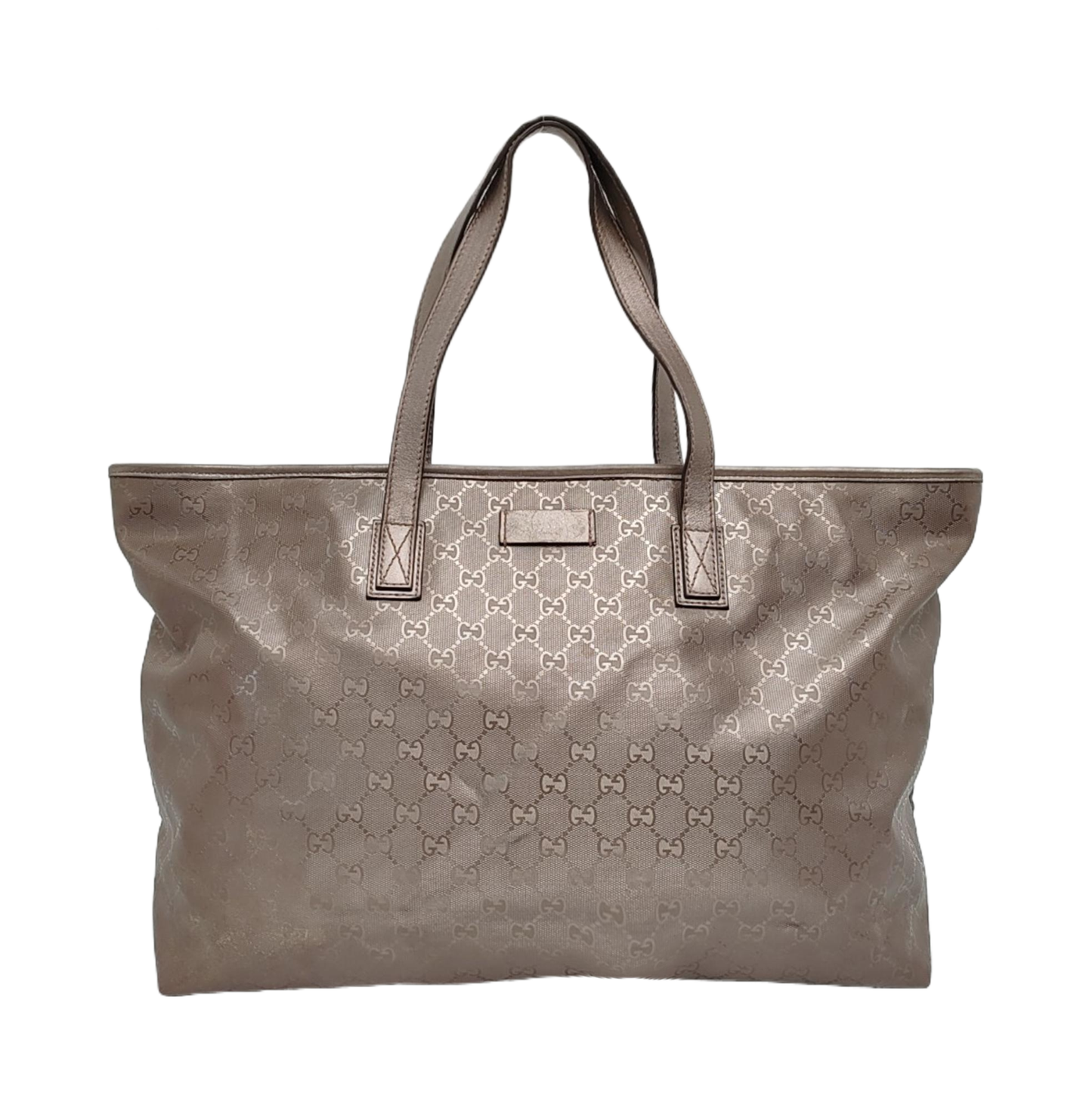 GUCCI GG Imprime Gray coated canvas monogram handbag, shoulder bag Silver Hardware-(SKU)-959892068