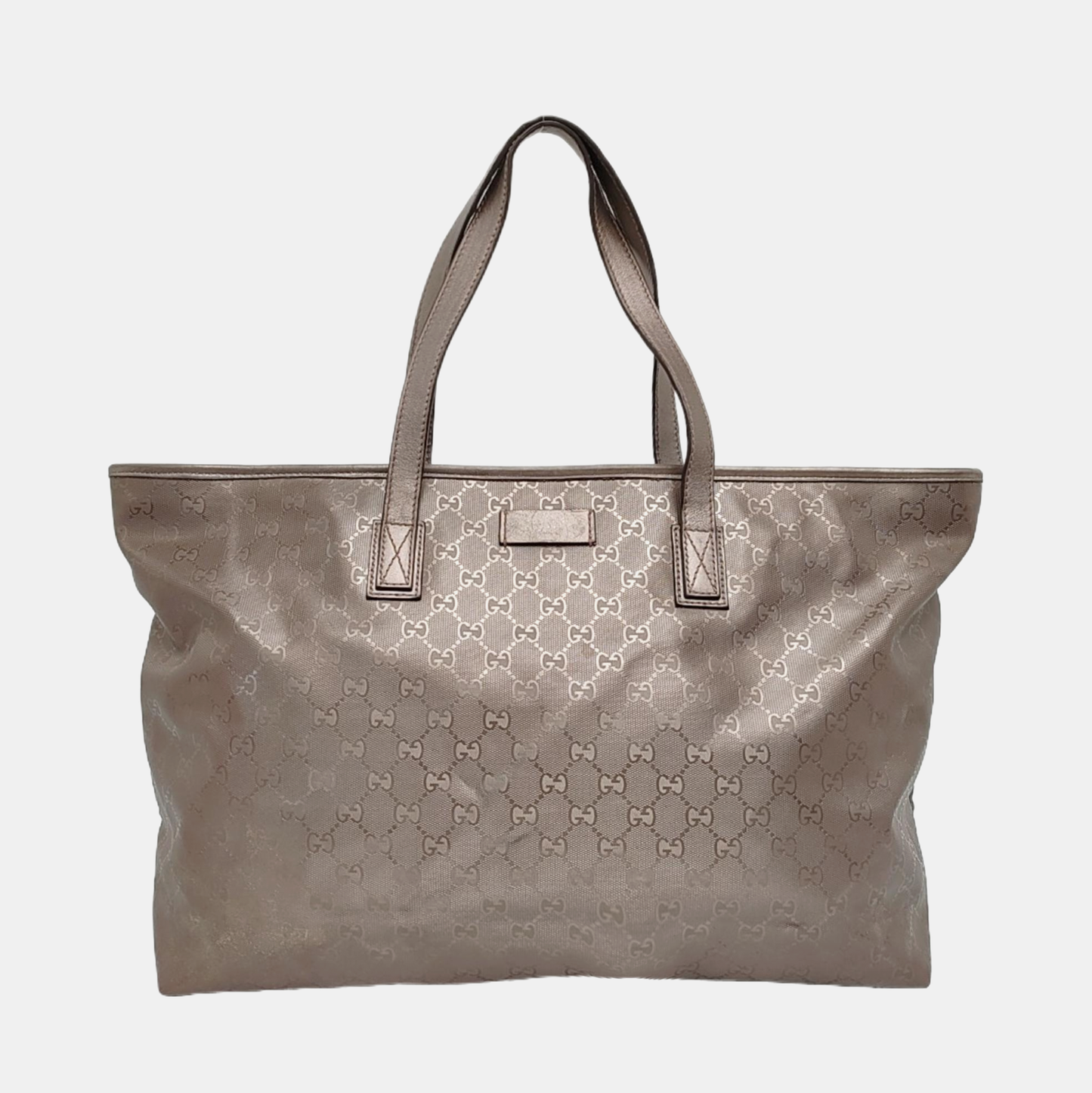 GUCCI GG Imprime Gray coated canvas monogram handbag, shoulder bag Silver Hardware-(SKU)-959892068