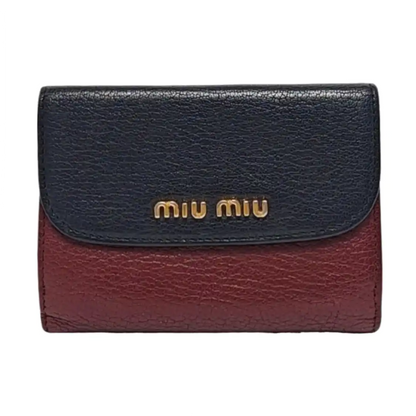 Miu Miu Miu Délice Burgundy Calfskin Leather Wallet Golden hardware-(SKU)-960123346