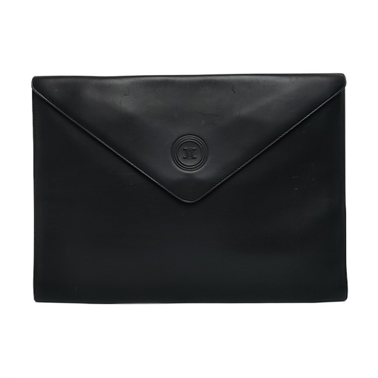 CELINE Black Leather Embossed Clutch Golden hardware-(SKU)-960199598