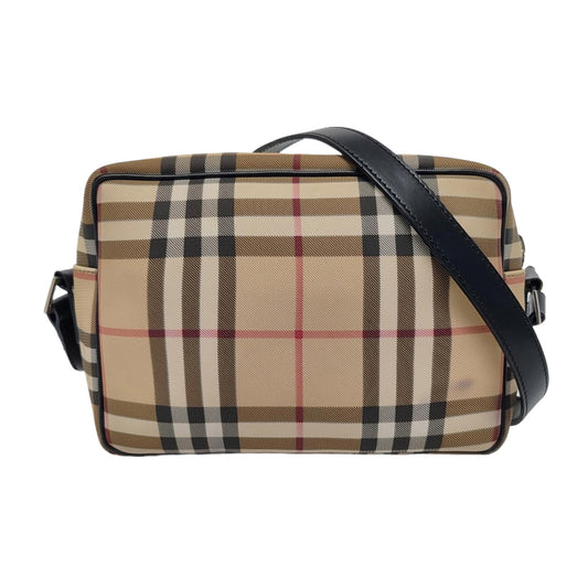 BURBERRY Brown Coated Canvas Shoulder Bag Silver Hardware-(SKU)-959823935