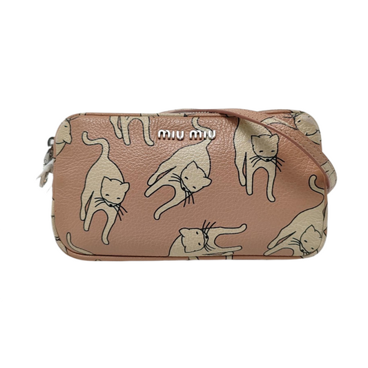Miu Miu Brown cowhide printed crossbody bag Silver Hardware Removable shoulder strap-(SKU)-960070043