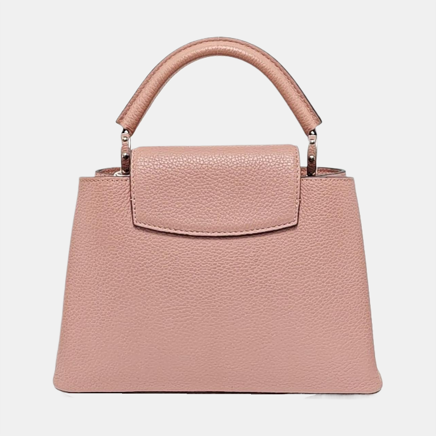 LOUIS VUITTON CAPUCINES BB nude pink leather shoulder bag handbag crossbody bag silver hardware removable shoulder strap complete accessories-(SKU)-960091590