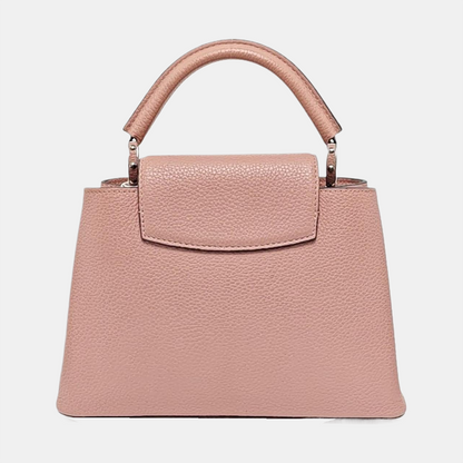 LOUIS VUITTON CAPUCINES BB nude pink leather shoulder bag handbag crossbody bag silver hardware removable shoulder strap complete accessories-(SKU)-960091590